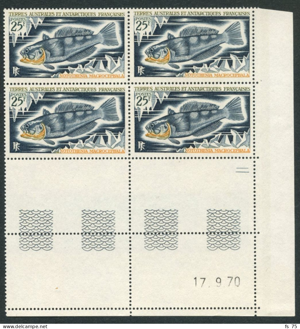 TAAF - N°34/38 - POISSONS DIVERS - BLOC DE 4  - COINS DATES - Ongebruikt