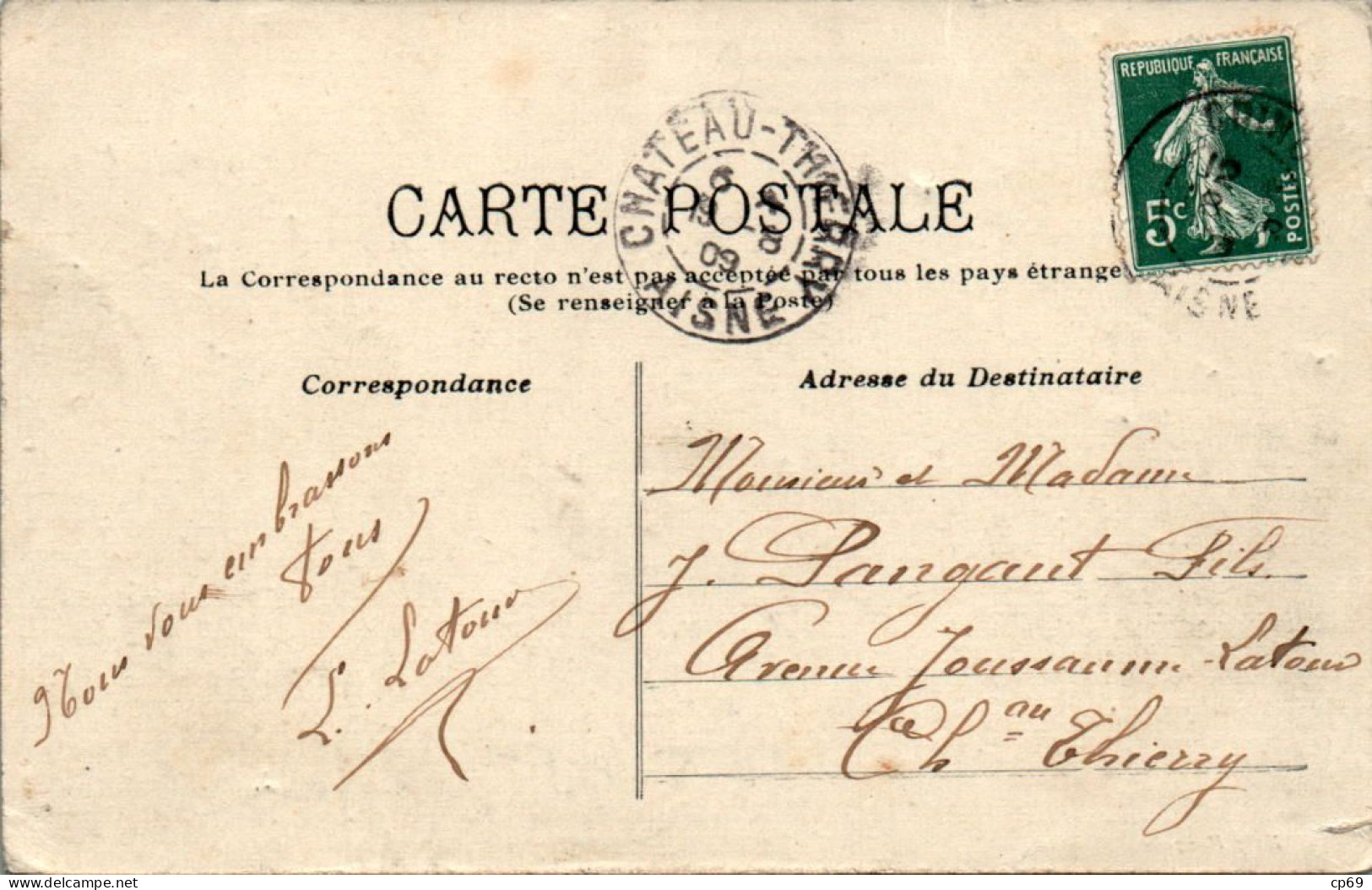 Coincy Canton Fère-en-Tardenois Grande Rue Aisne 02210 Cpa Voyagée En 1909 En B.Etat - Andere & Zonder Classificatie