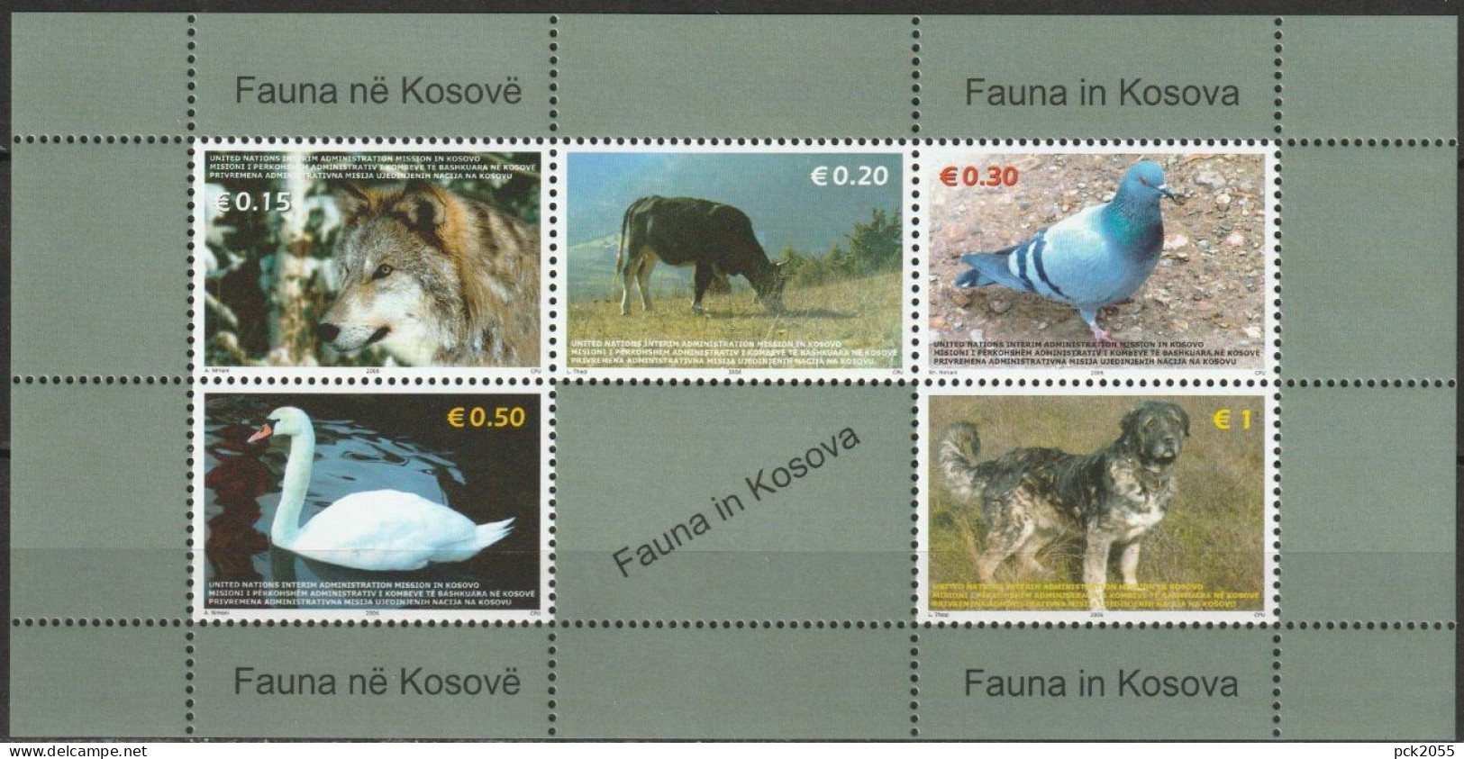 Kosovo 2006  Mi-Nr.45 - 49 Block 1 ** Postfrisch Tiere  ( Bl.142) - Kosovo