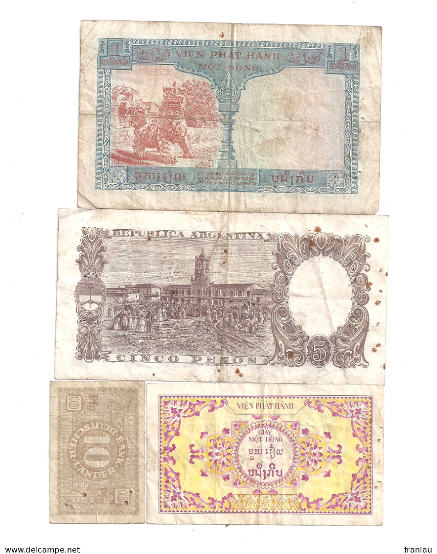 Lot De 4 Billets Cambodge Argentine Allemagne - Collections & Lots
