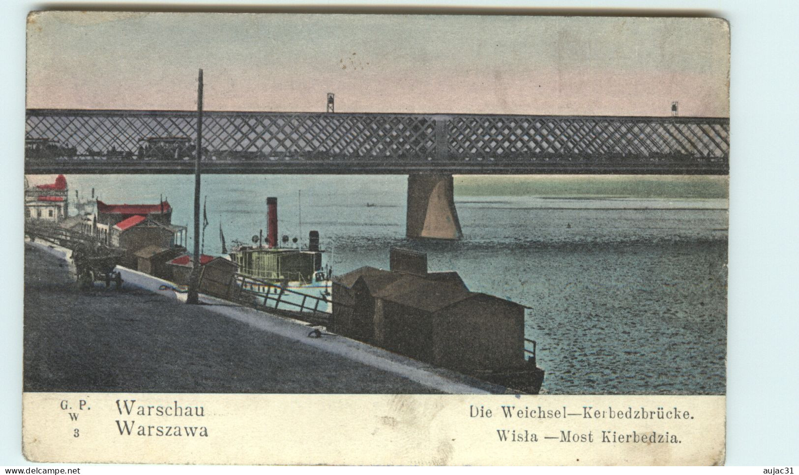 Pologne - Poland - Bateaux - Varsovie - Warszawa - Wisla - Most Kierbedzia - Warschau - Die Weichsel - Kerbedzbrücke - Polen