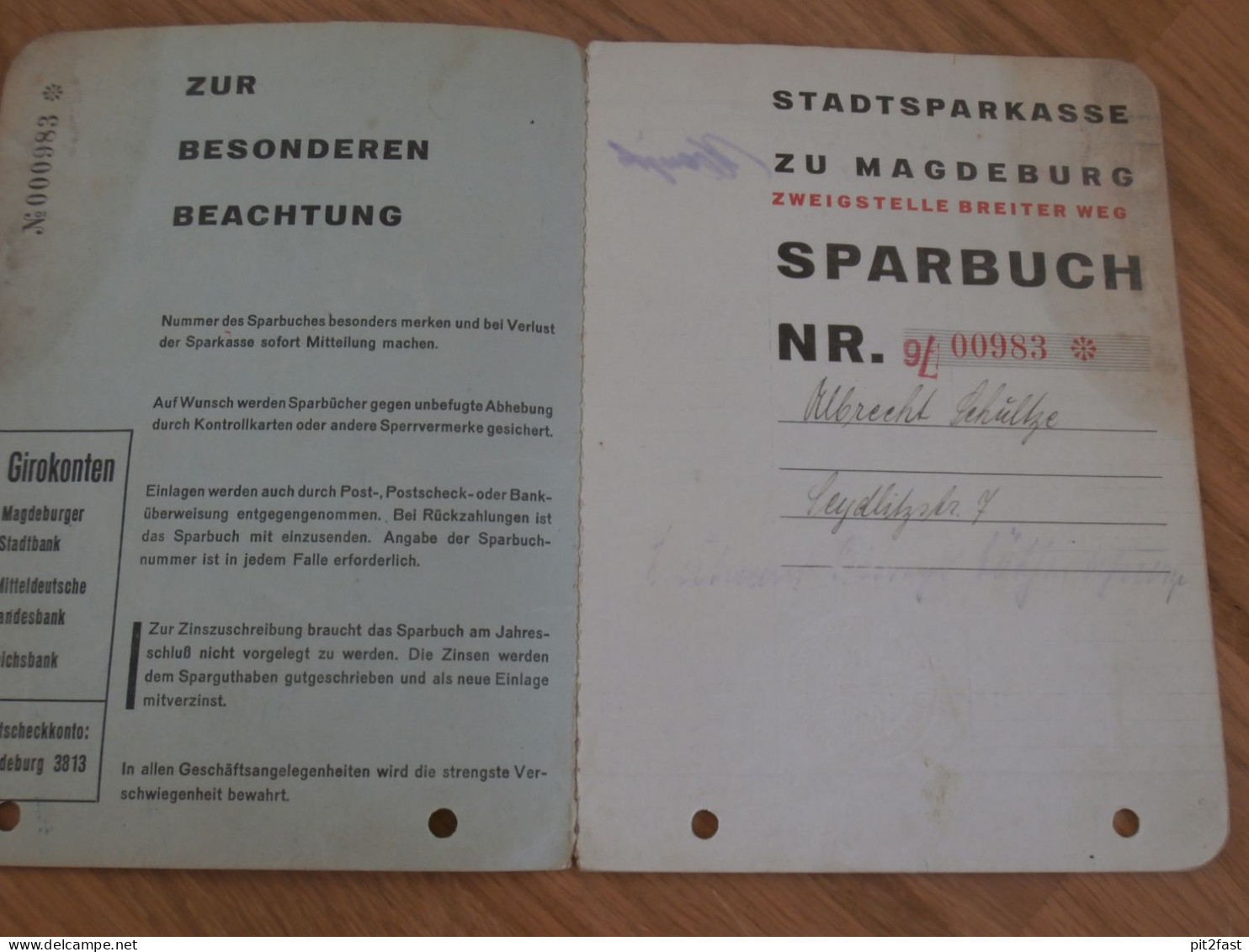 Altes Sparbuch Magdeburg , 1937 - 1944 , Albrecht Schultze In Magdeburg , Sparkasse , Bank !! - Documents Historiques