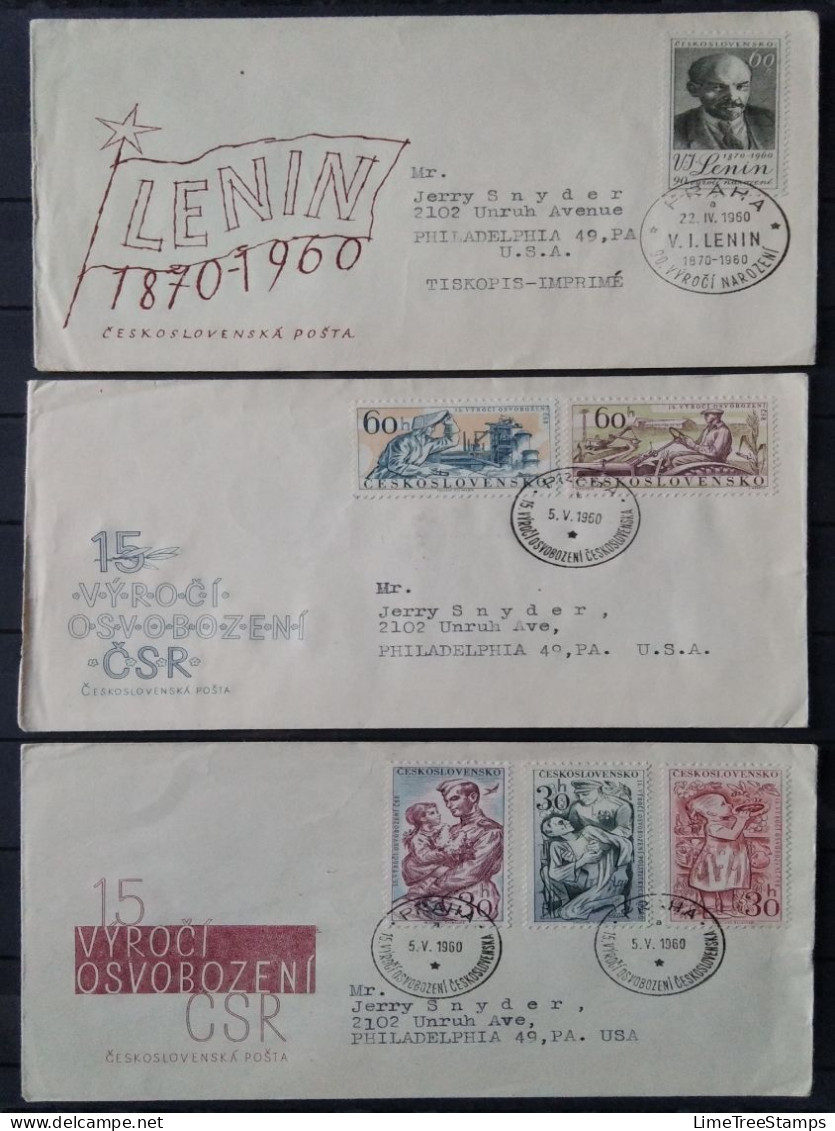 CZECHOSLOVAKIA 1960-61 FDC Collection X11 - Lenin, Liberation, Puppets, Africa Friendship, Brno Trade Fair, Agriculture - FDC