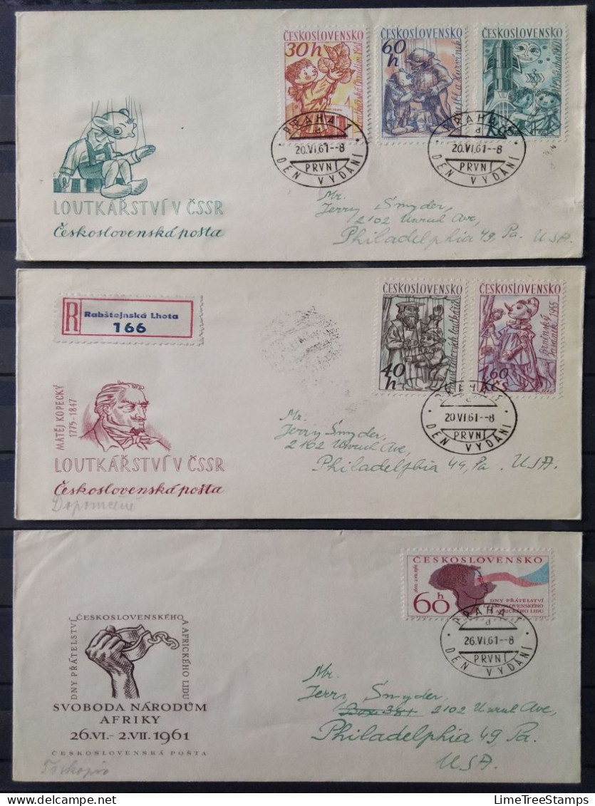 CZECHOSLOVAKIA 1960-61 FDC Collection X11 - Lenin, Liberation, Puppets, Africa Friendship, Brno Trade Fair, Agriculture - FDC