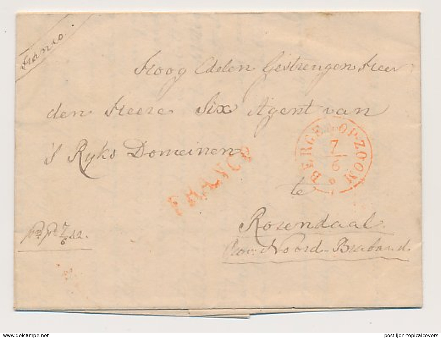 Bergen Op Zoom - Rozendaal 1842 - Franco  - ...-1852 Prephilately