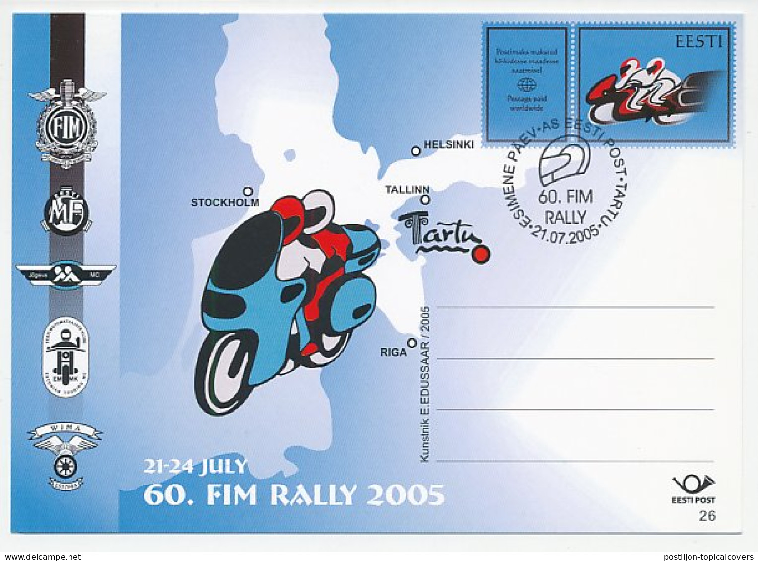 Postal Stationery Estonia 2005 FIM Rally - Motorbikes