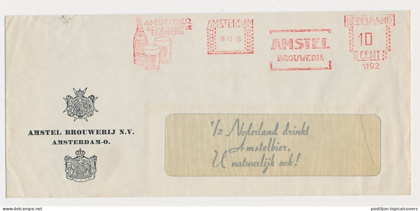 Meter Cover Netherlands 1953 Beer - Amstel Brewery  - Vins & Alcools