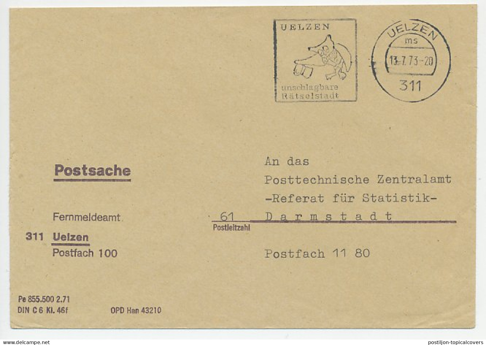 Cover / Postmark Germany 1973 Bird - Owl - Other & Unclassified