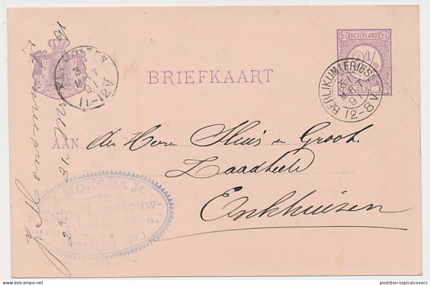 Kleinrondstempel Berlikum (Friesl:) 1891 - Non Classés