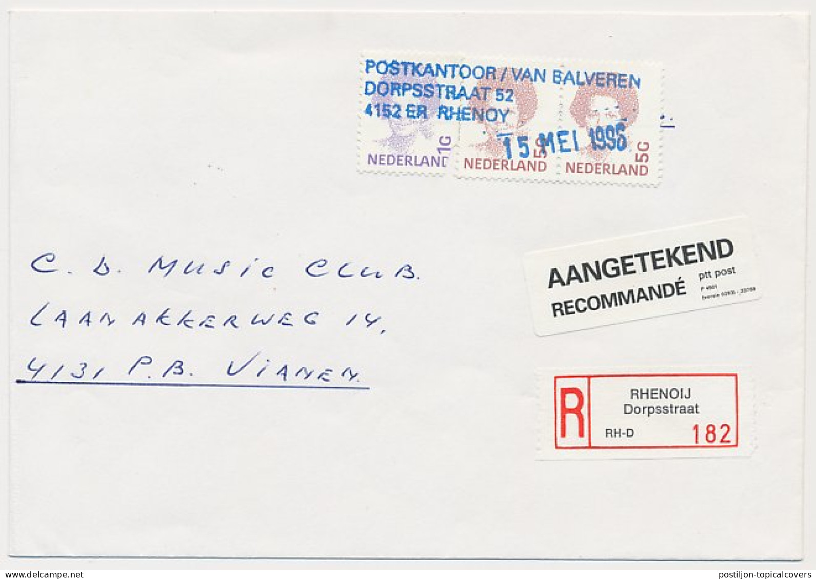 MiPag / Mini Postagentschap Aangetekend Rhenoij 1995 - Ohne Zuordnung