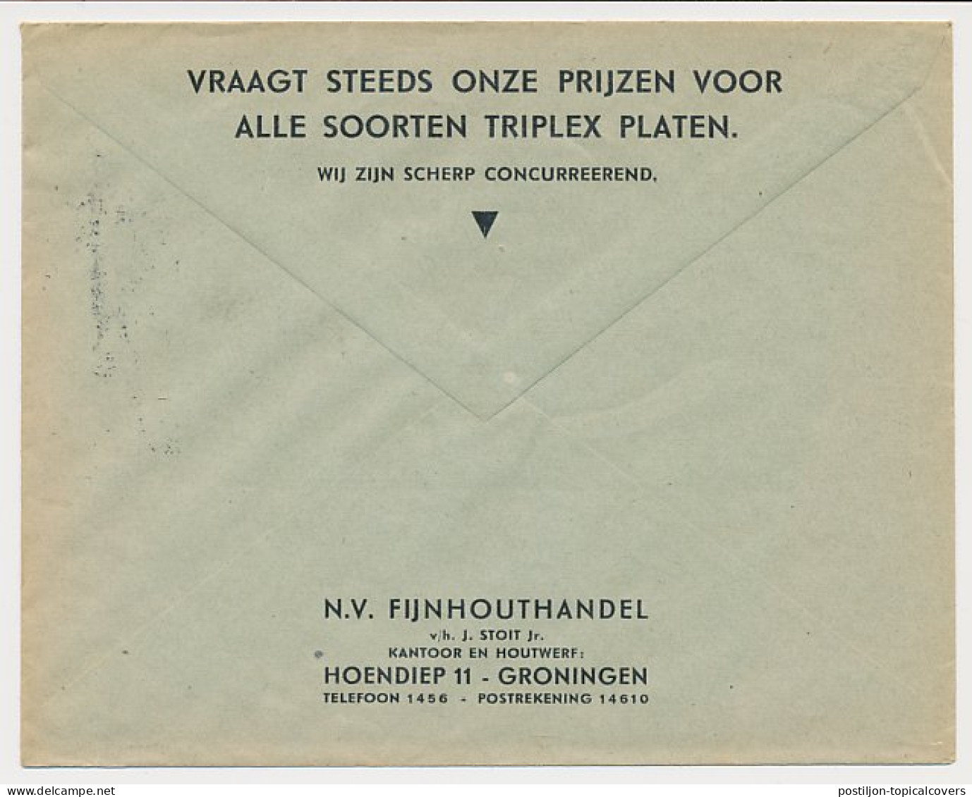 Firma Envelop Groningen 1938 - Fijnhouthandel - Non Classés