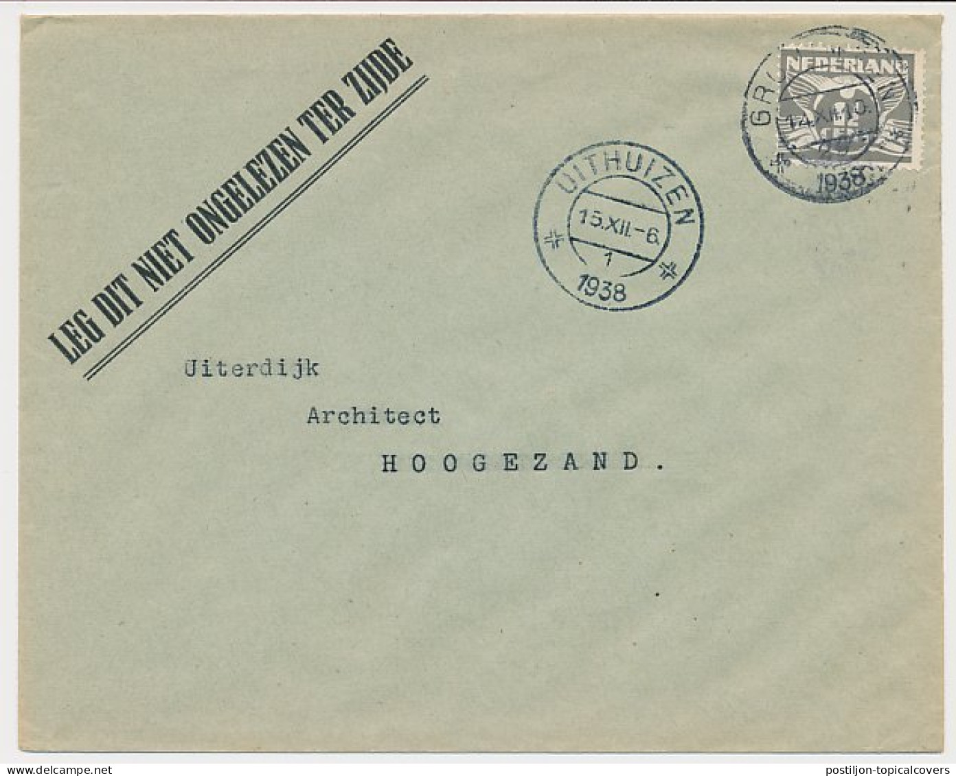 Firma Envelop Groningen 1938 - Fijnhouthandel - Non Classés