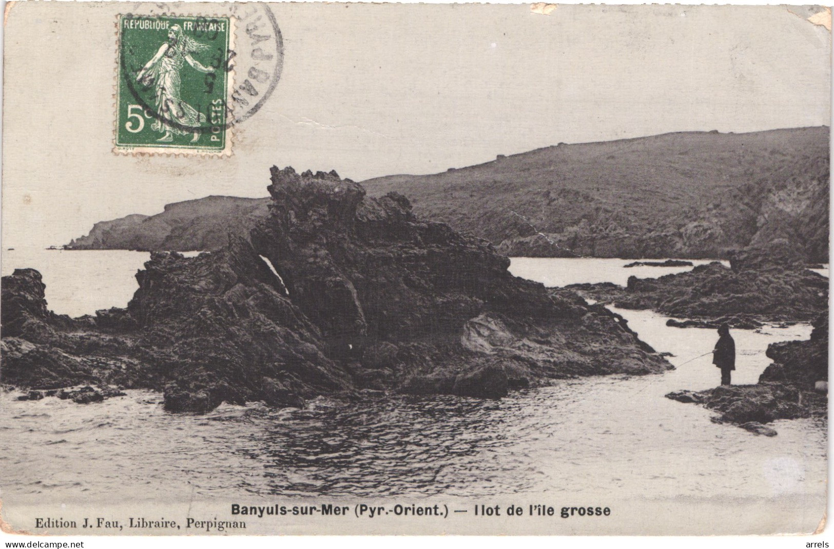 FR66 BANYULS SUR MER - Fau émail - Ilot De L'ile Grosse - Pêcheur - Animée - Belle - Banyuls Sur Mer