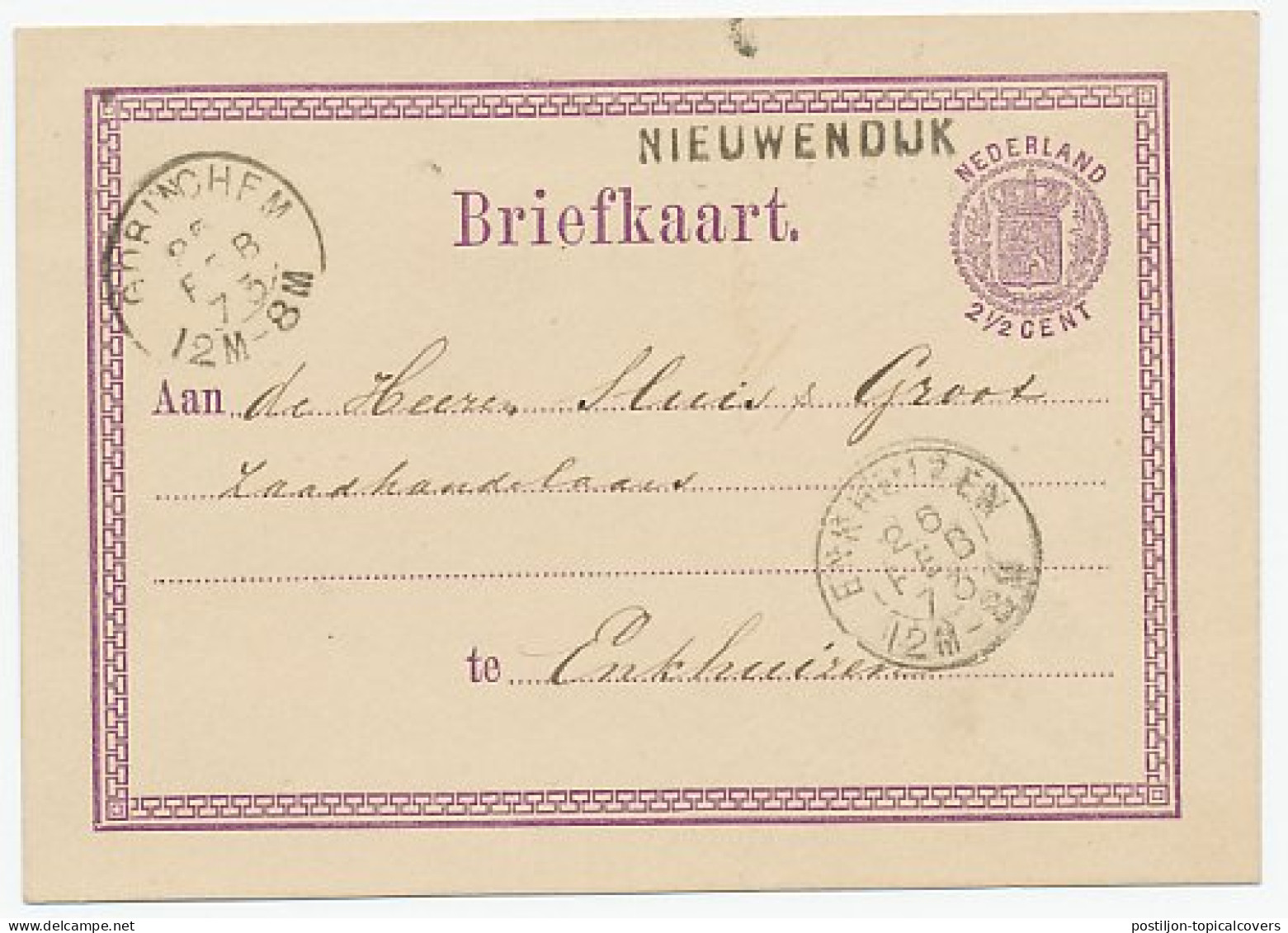 Naamstempel Nieuwendijk 1873 - Brieven En Documenten