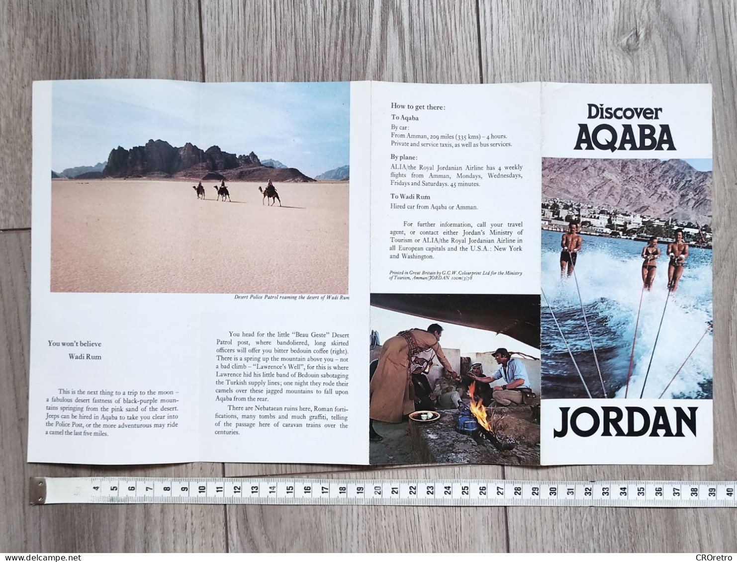 JORDAN - AQABA, Water Skiing, Vintage Tourism Brochure, Prospect, Guide, Tourismus (pro3) - Dépliants Touristiques