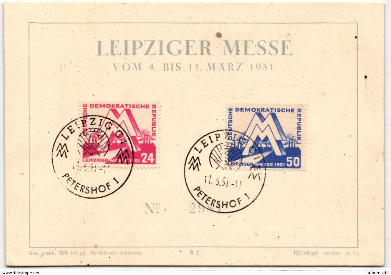 DDR 282-283 Auf Ausstellungskarte Leipziger Messe #NA800 - Other & Unclassified