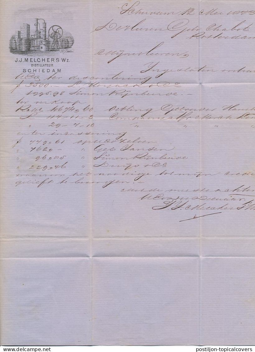 Firma Vouwbrief Schiedam 1873 - Melchers - Distillateur - Unclassified