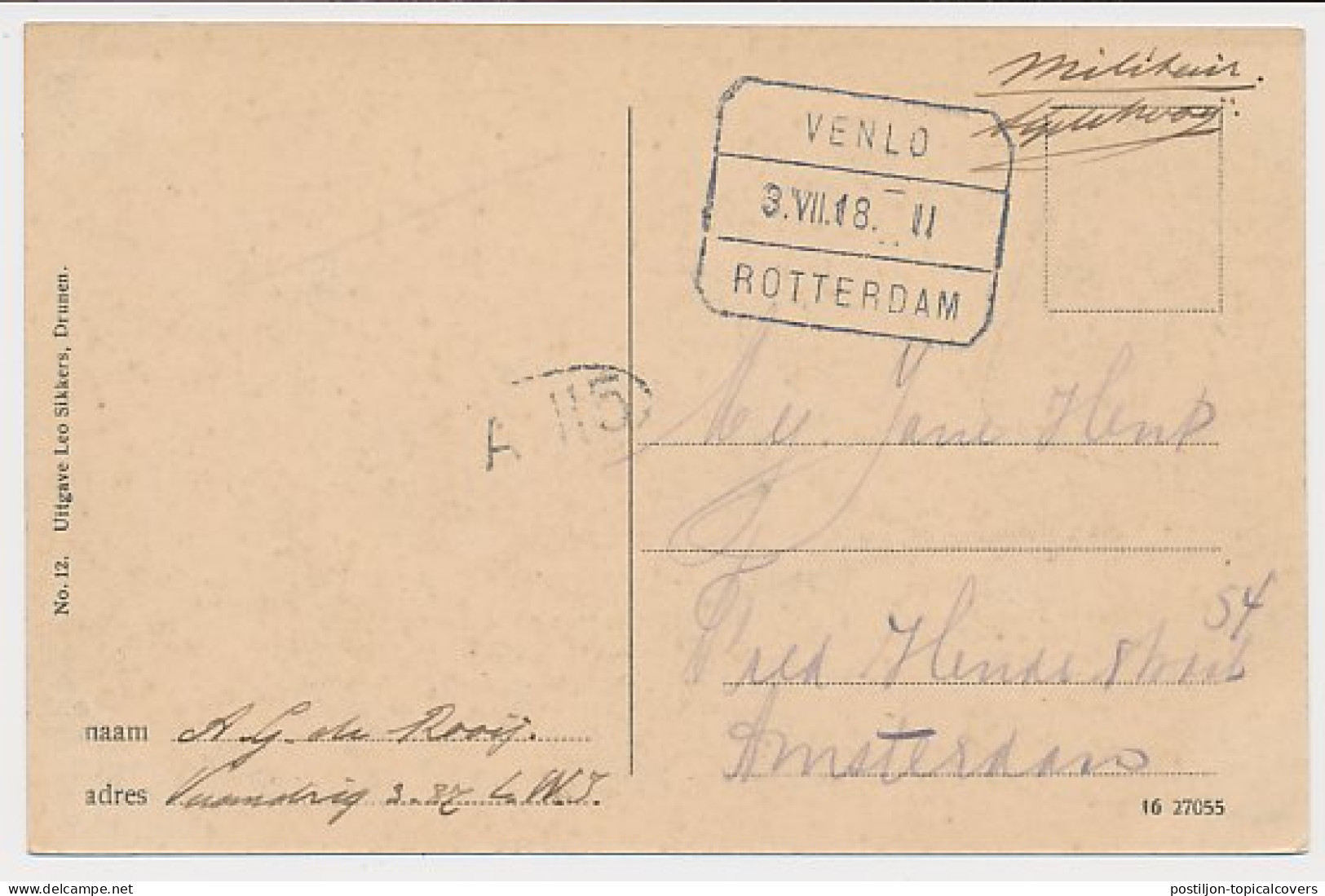 Treinblokstempel : Venlo - Rotterdam II 1918 - Unclassified