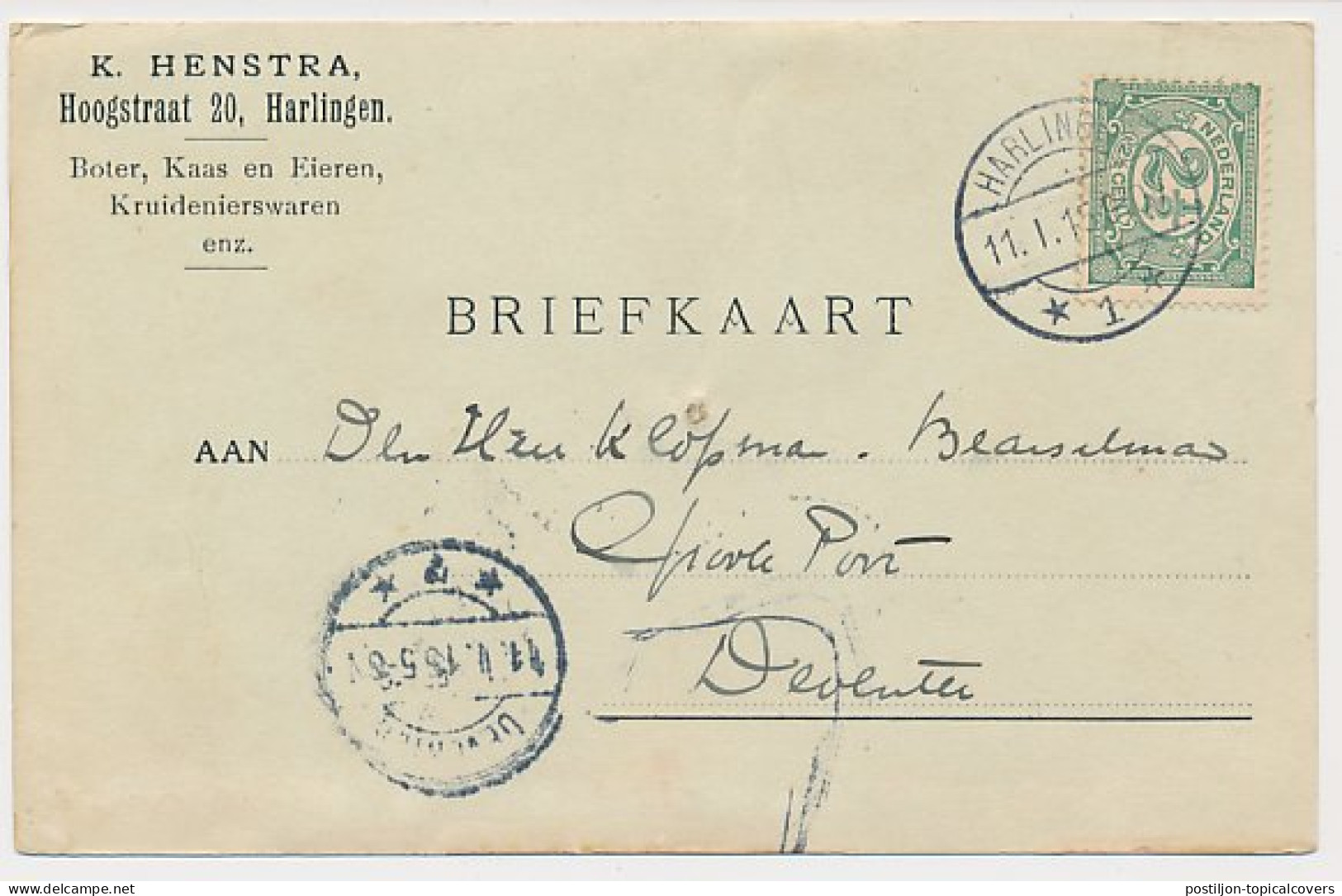 Firma Briefkaart Harlingen 1915 - Boter - Kaas - Eieren - Unclassified