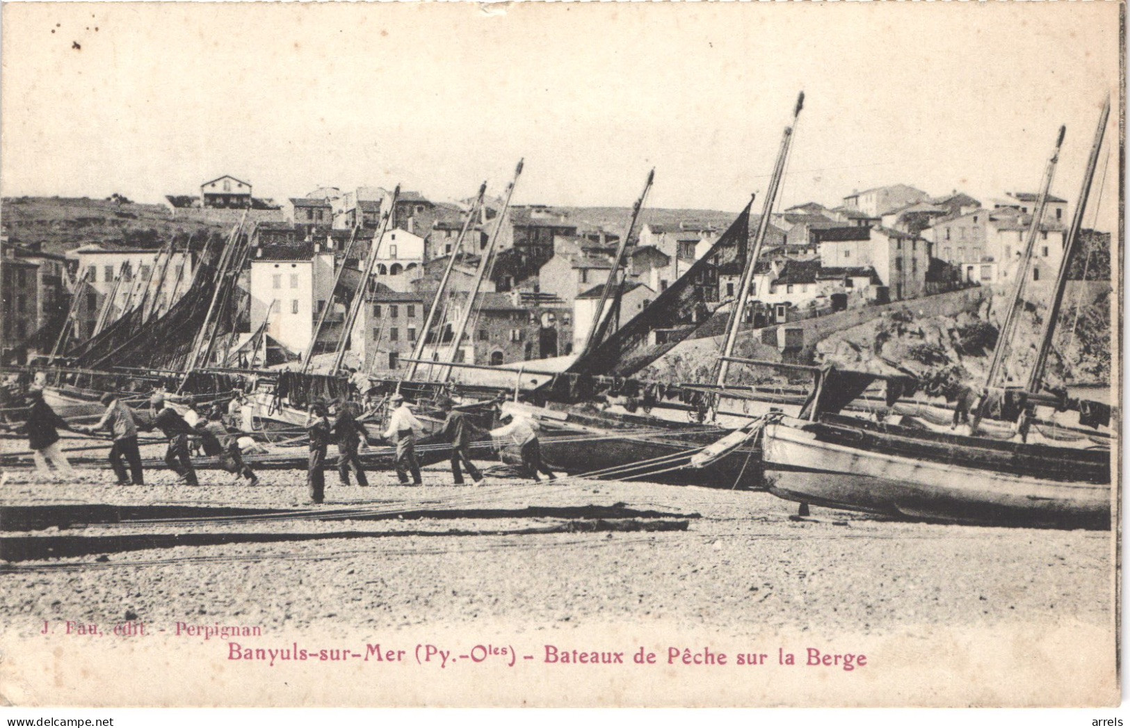 FR66 BANYULS SUR MER - Fau - Halage Des Barques De Pêche Sur La Berge - Animée - Belle - Banyuls Sur Mer