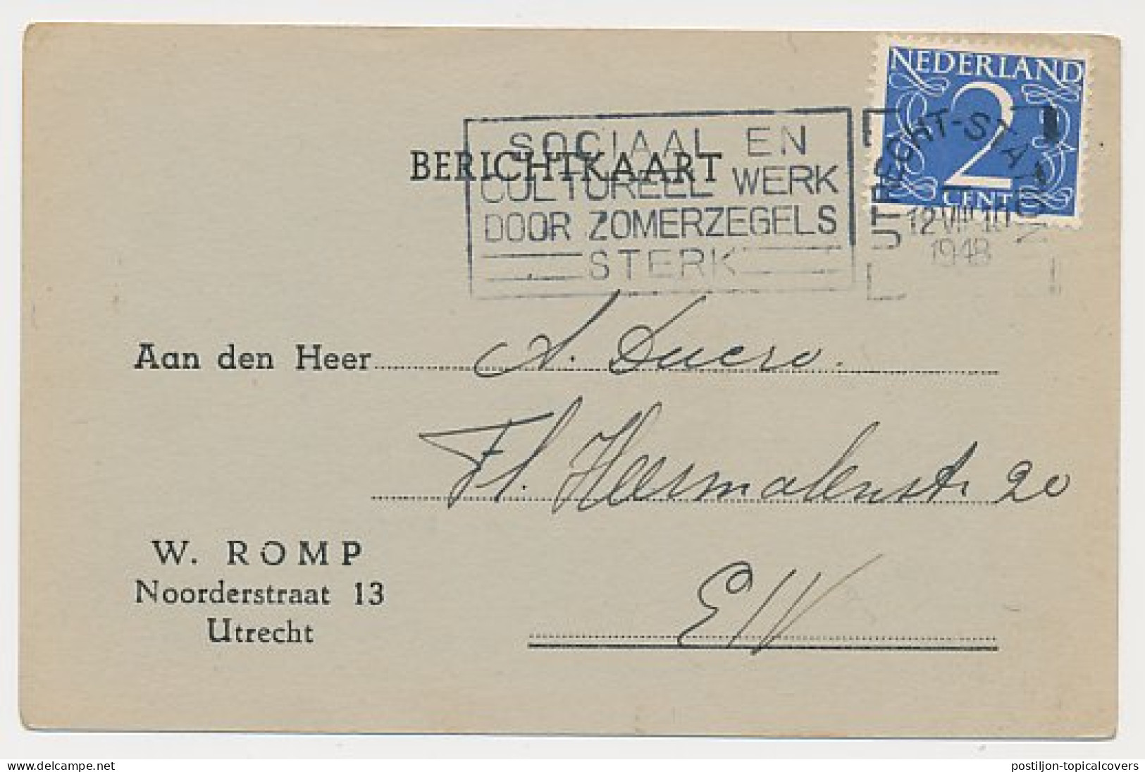 Briefkaart Utrecht 1948 U.C. & V.V. Hercules - Cricket - Voetbal - Sin Clasificación