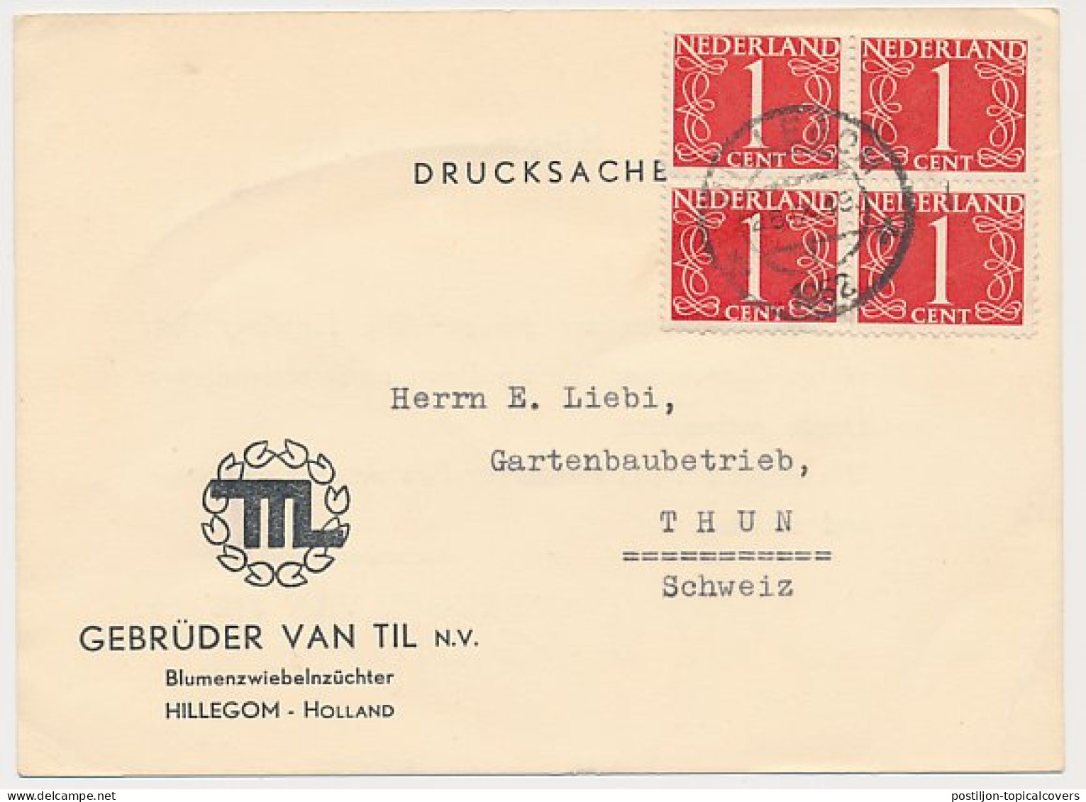 Firma Briefkaart Hillegom 1952 - Bloembollen - Ohne Zuordnung