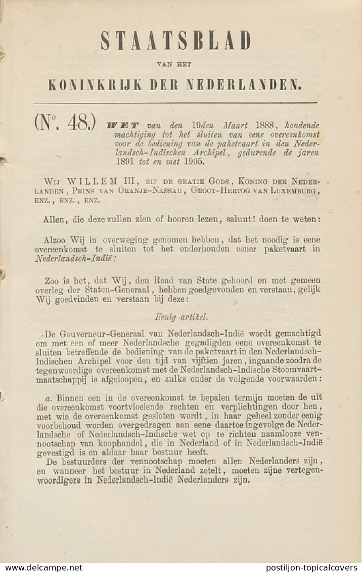 Staatsblad 1888 : Paketvaart Ned. Indischen Archipel - Documents Historiques