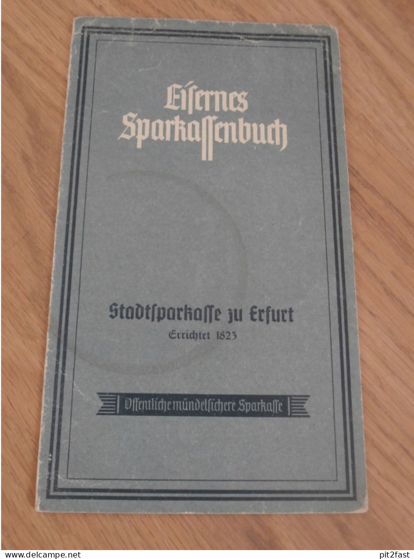 Altes Sparbuch Erfurt , 1942 - 1944 , Regierungsrat Dr. Pommernelle In Erfurt , Sparkasse , Bank !! - Documents Historiques