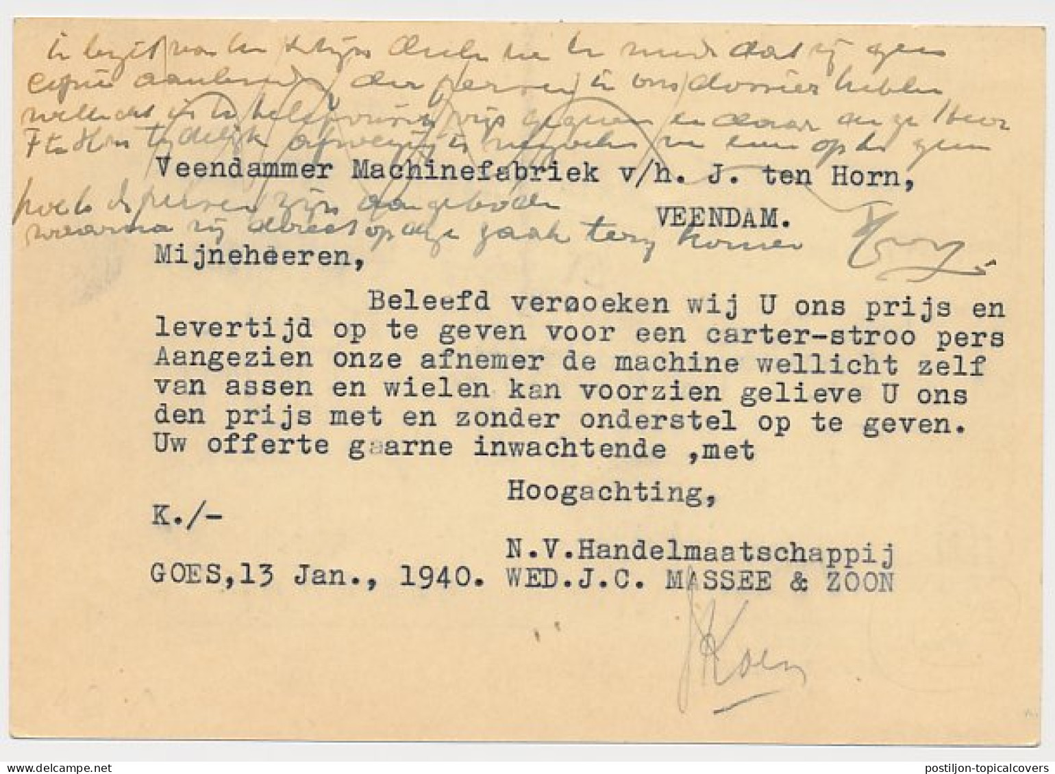 Treinblokstempel : Vlissingen - Roosendaal VI 1940 ( Goes ) - Ohne Zuordnung