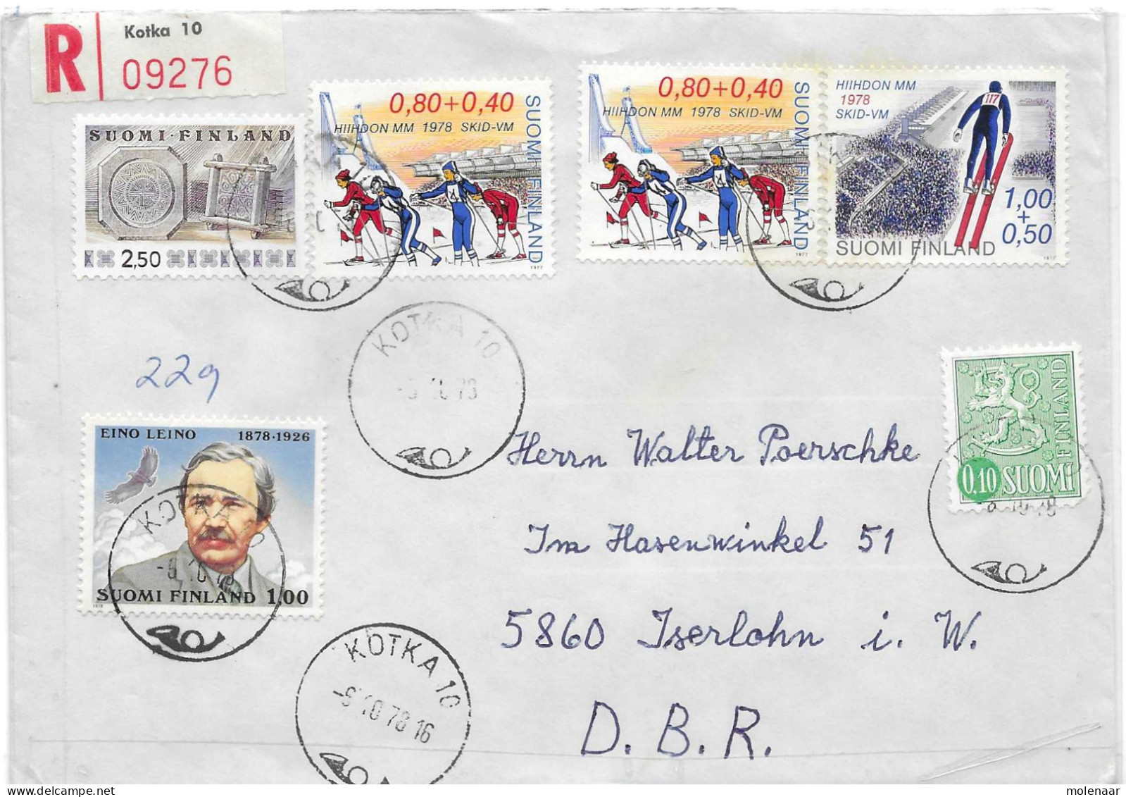 Postzegels > Europa > Finland > Aangetekende Brief Met 6 Postzegels (17866) - Andere & Zonder Classificatie