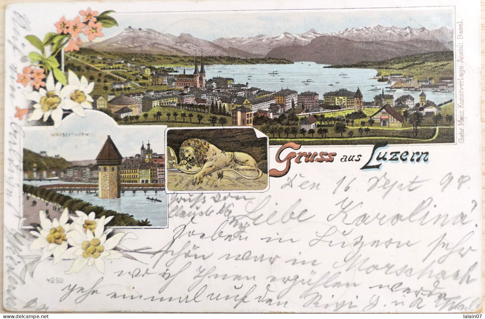 C. P. A. : Suisse : Lucerne : Gruss Aus LUZERN Litho , Timbre En 1898 - Luzern