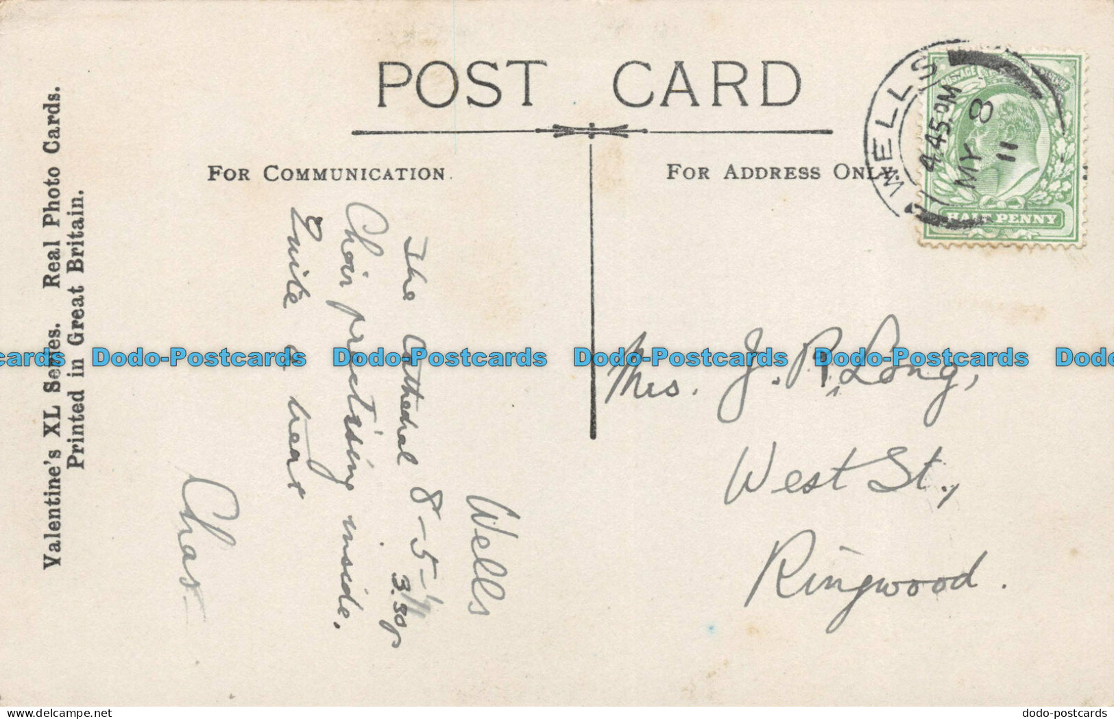 R108170 Wells Cathedral. South East. Valentine. Xl. RP. 1911 - Wereld