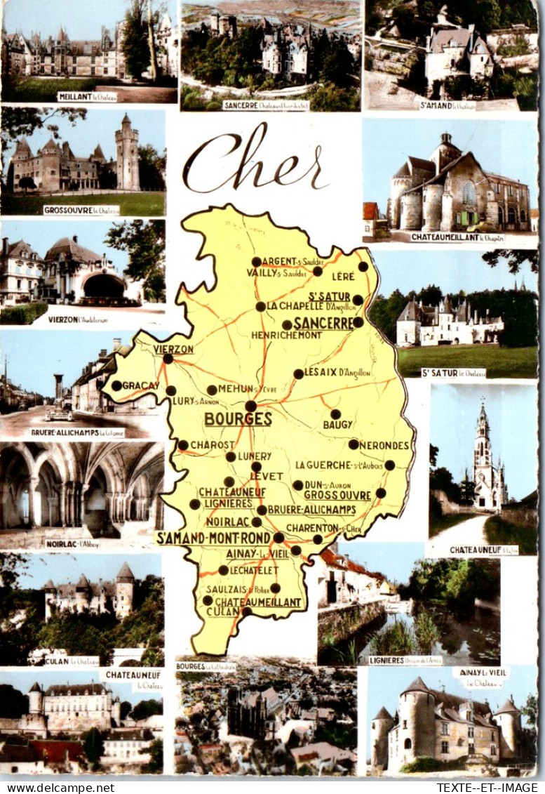 18 CARTE GEOGRAPHIQUE DU CHER CPSM FORMAT 10X15 [TRY/78019] - Andere & Zonder Classificatie