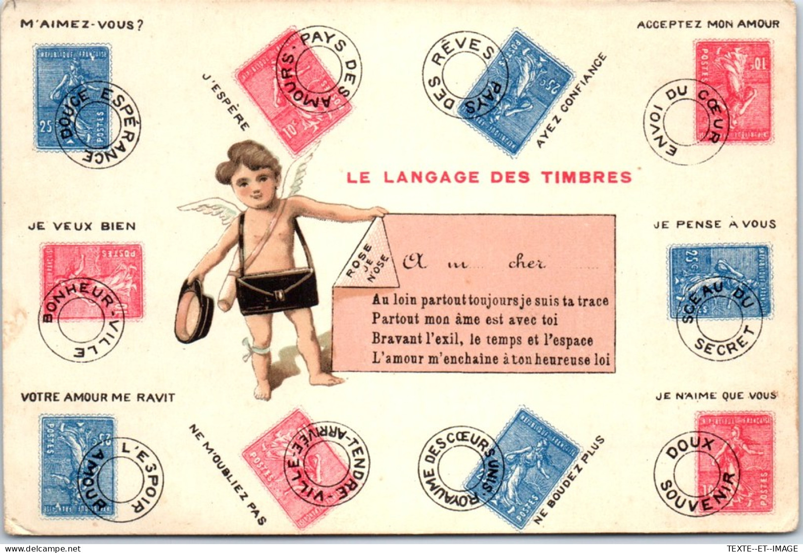 THEMES - LANGUAGE DU TIMBRE -  Carte Postale Ancienne [78659] - Briefmarken (Abbildungen)