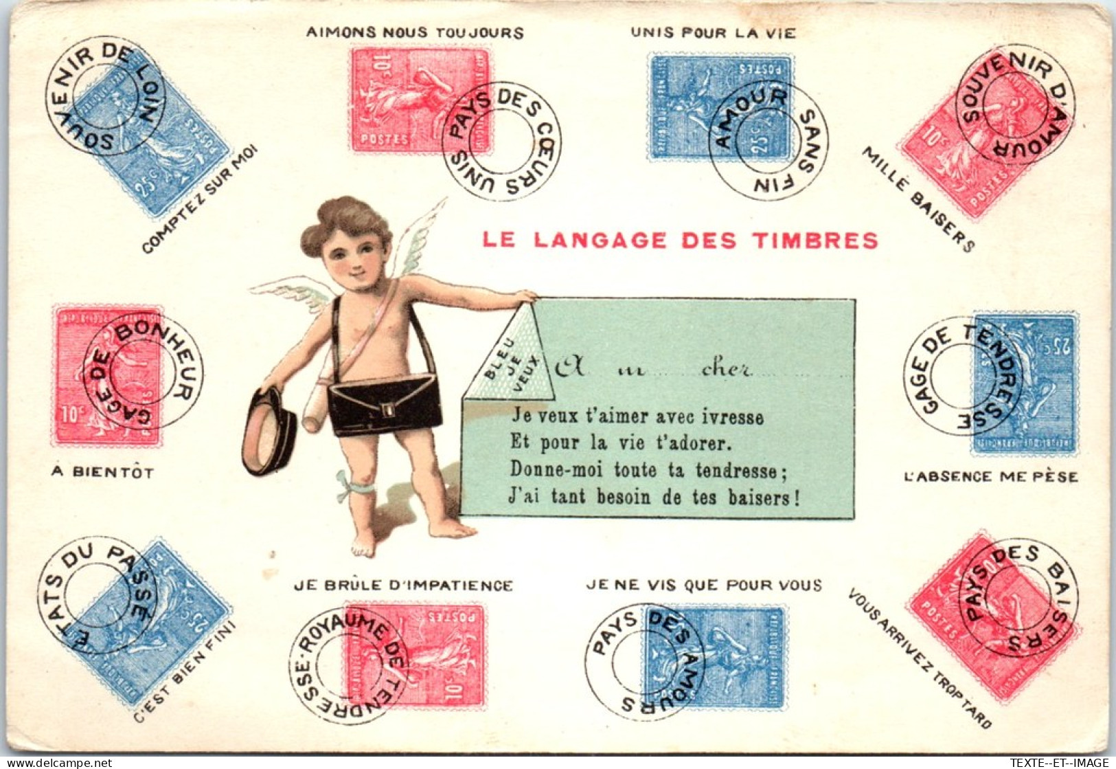 THEMES - LANGUAGE DU TIMBRE -  Carte Postale Ancienne [78656] - Timbres (représentations)