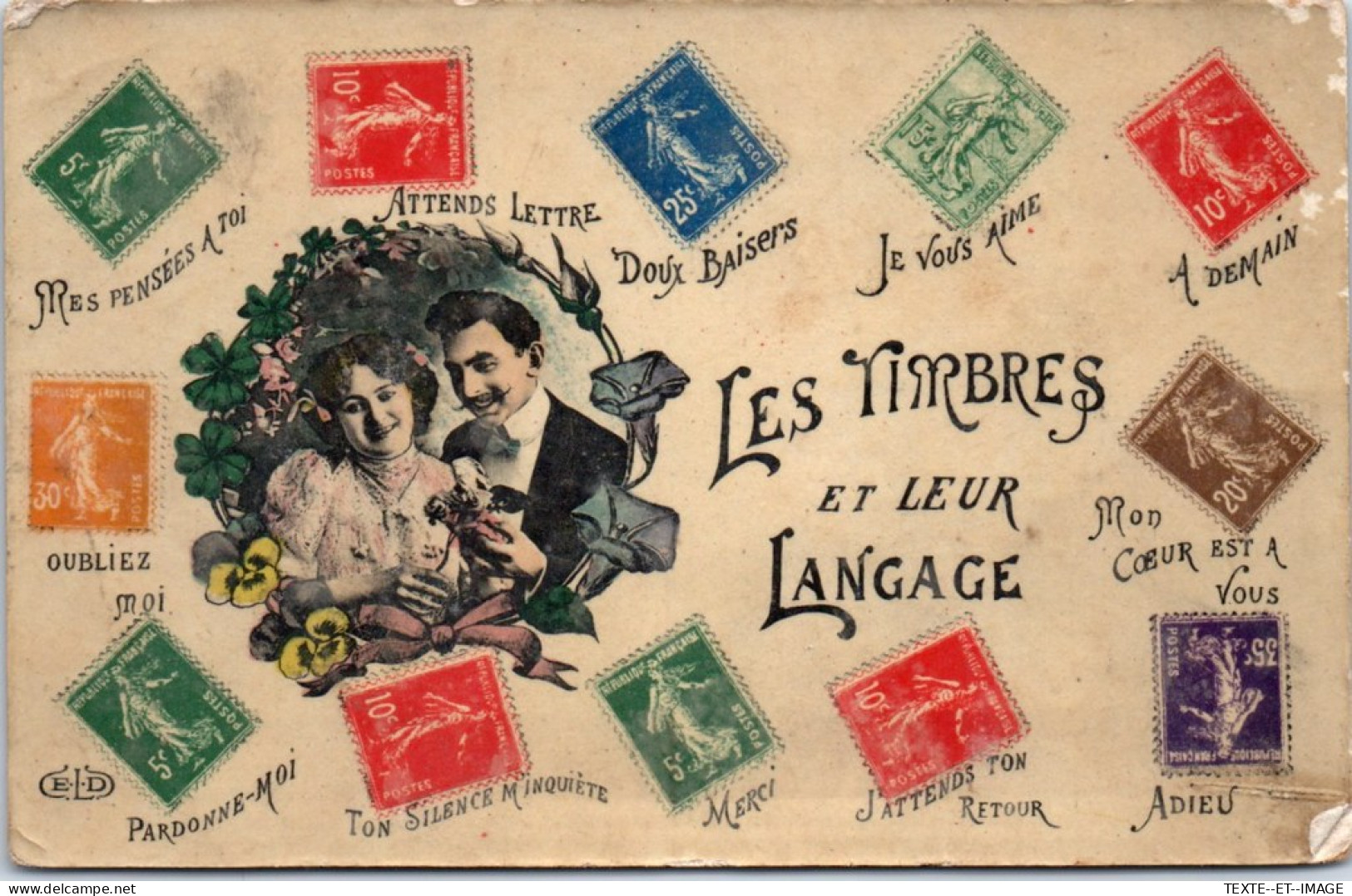 THEMES - LANGUAGE DU TIMBRE -  Carte Postale Ancienne [78643] - Timbres (représentations)