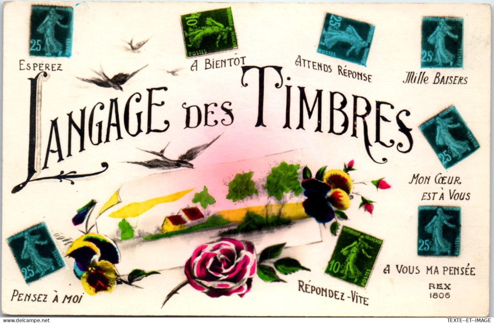 THEMES - LANGUAGE DU TIMBRE -  Carte Postale Ancienne [78642] - Briefmarken (Abbildungen)