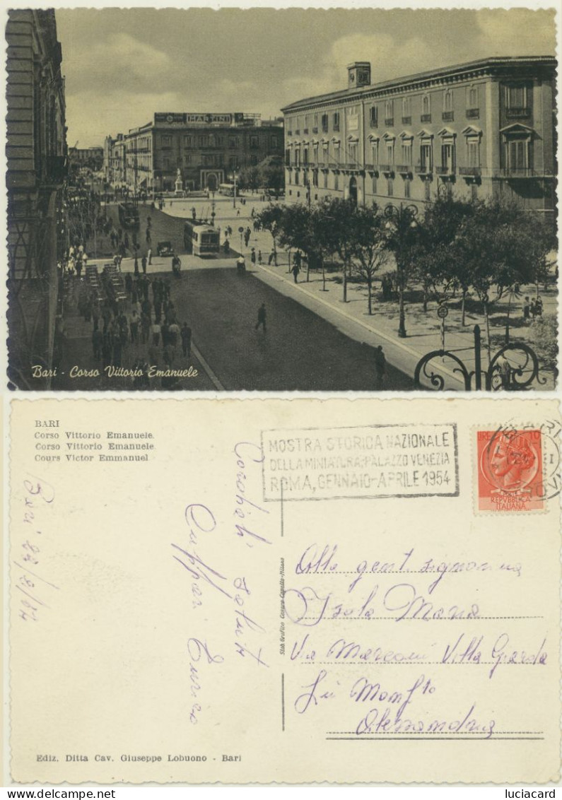 BARI -CORSO VITTORIO EMANUELE ANIMATA FILOBUS 1954 TARGHETTA - Bari