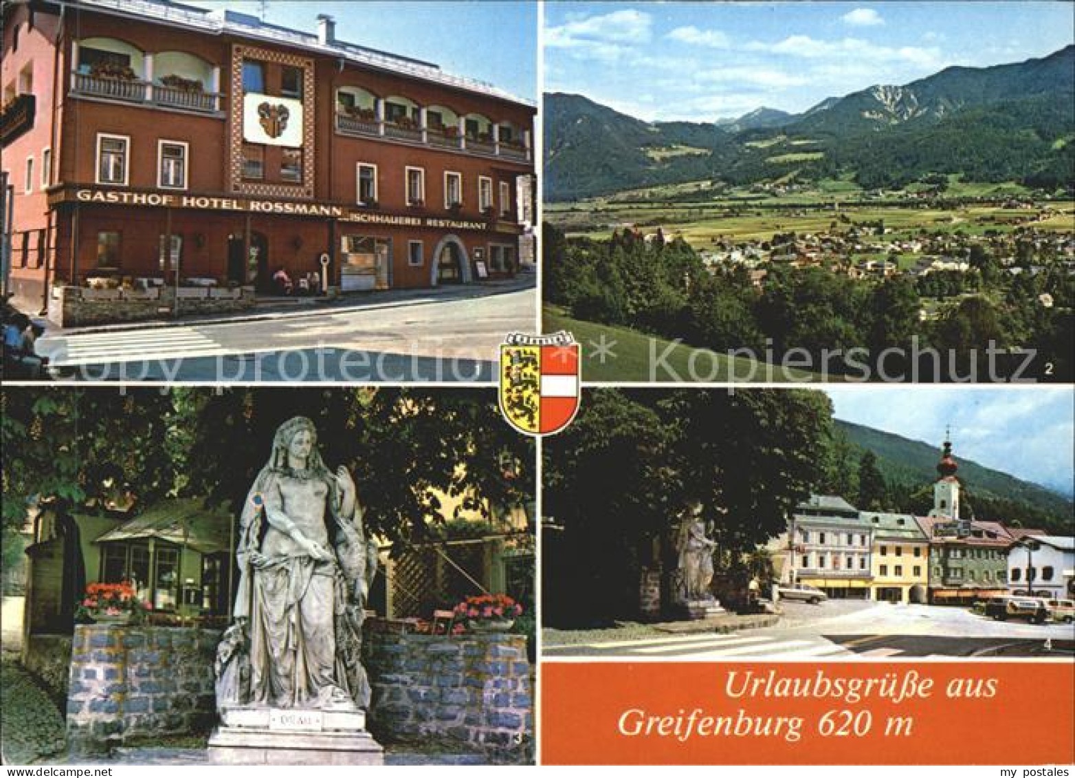 72224345 Greifenburg Panorama Gasthof Hotel Rossmann Statue Ortsblick Greifenbur - Other & Unclassified