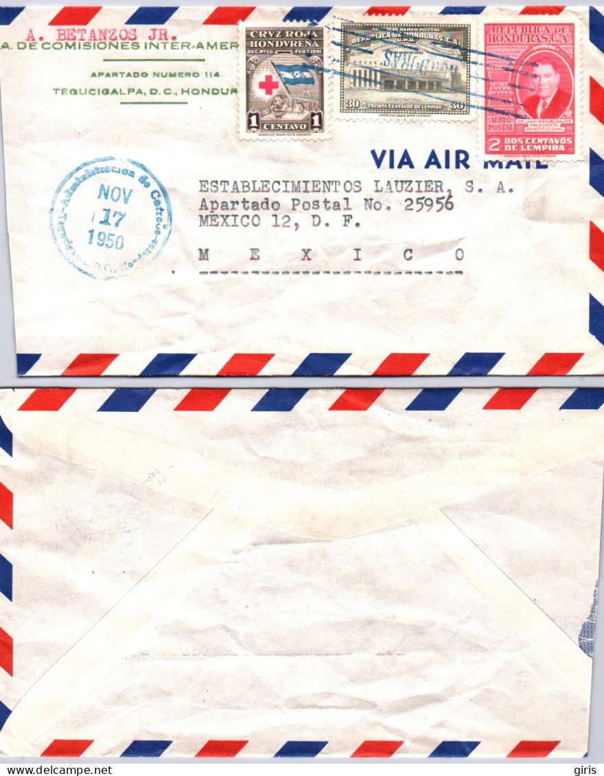 Honduras - Lettre - Obl Tegucigalpa 1950 - Pour Mexico - Air Mail - Honduras