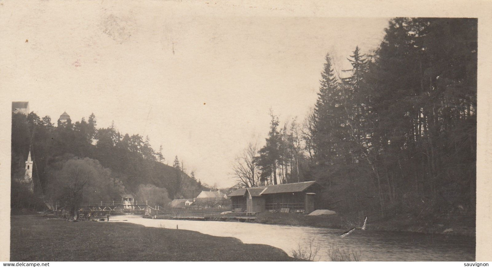 ZWETTL, Bad Am Flußufer, Umkleidekabinen, Bahnpost Martinsberg-Schwarzenau, Zug 609, Um 1928 - Zwettl