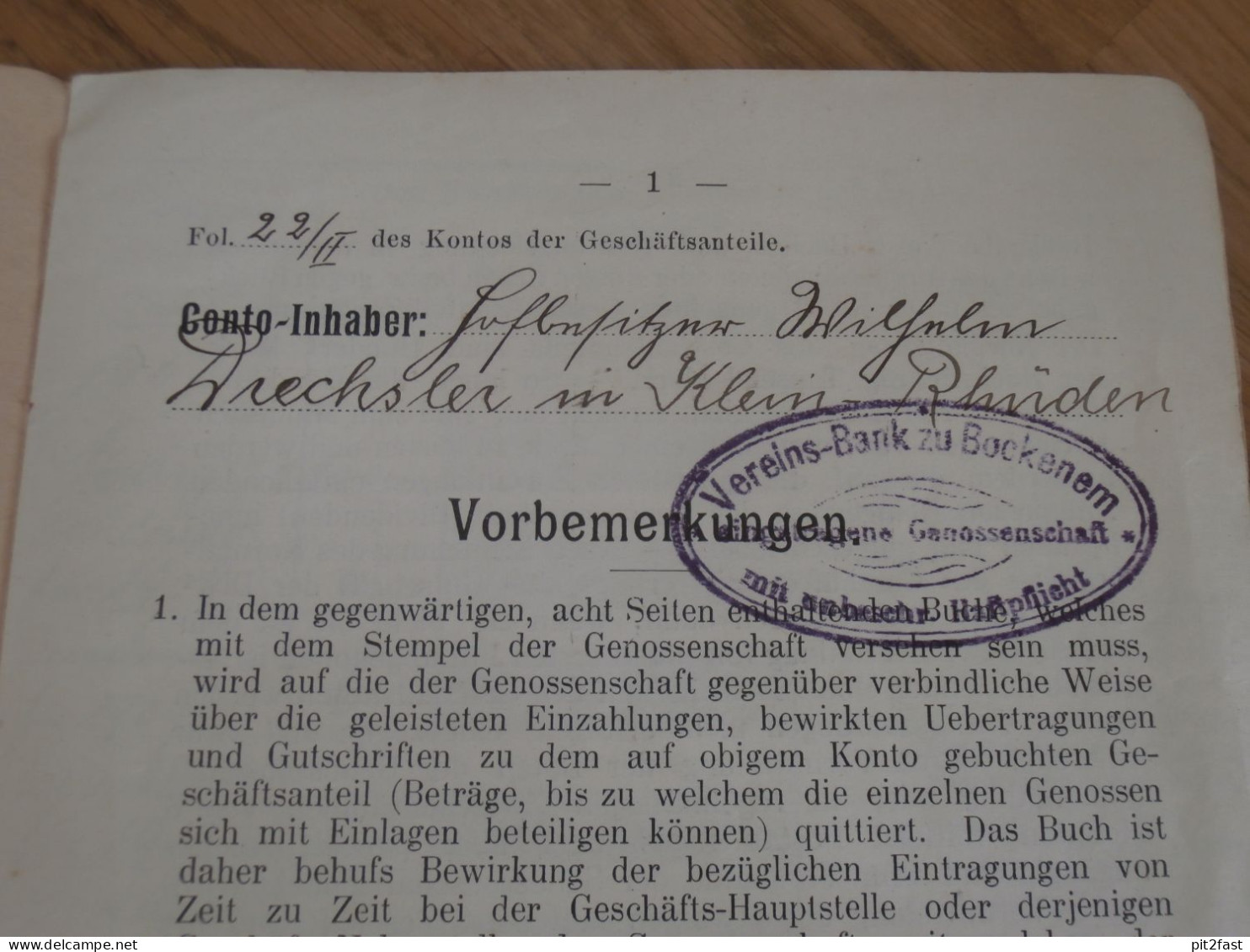 Altes Sparbuch Bockenem ,1917 - 1920 , Wilhelm Drechsler In Klein Rhüden / Seesen , Sparkasse , Bank !! - Documents Historiques