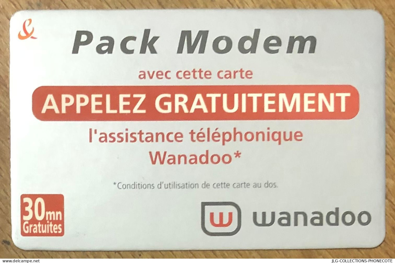 TICKET TÉLÉPHONE WANADOO PACK MODEM 01/10/2003 SPÉCIMEN PREPAID PREPAYÉE CALLING CARD TELECARTE SCHEDA PHONE CARD - Tickets FT