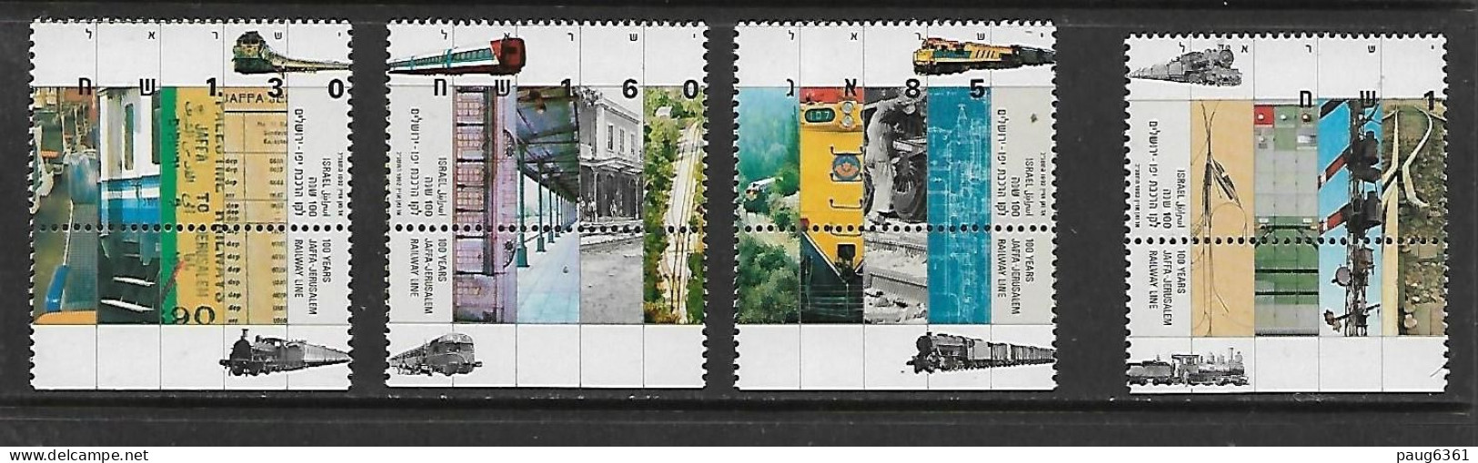 ISRAEL 1992 TRAINS AVEC TAB YVERT N°1170/1173 NEUF MNH** - Trains