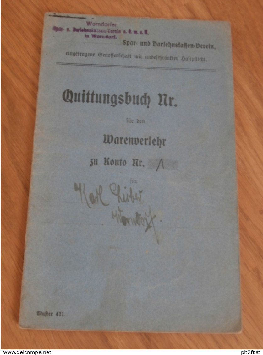 Altes Sparbuch / Quittungsbuch Worndorf ,1924 - 1928 , Karl Leiber In Worndorf , Sparkasse , Bank !! - Documents Historiques