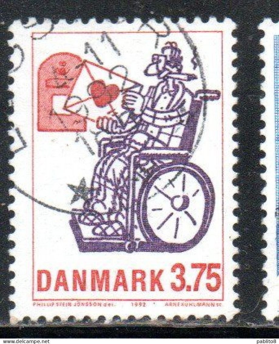 DANEMARK DANMARK DENMARK DANIMARCA 1992 CARTOON CHARACTERS LOVE LETTER BY PHILIP STEIN JONNSON  3.75k USED USATO OBLITER - Oblitérés