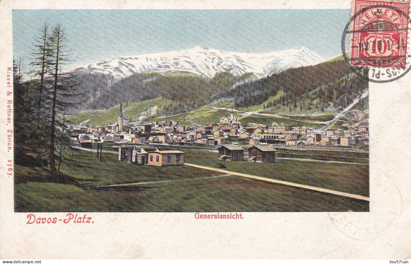 DAVOS - PLATZ   -  GR  -  GRAUNBÜNDEN  -  SCHWEIZ  -  LITHOGRAFIE  1907. - Davos