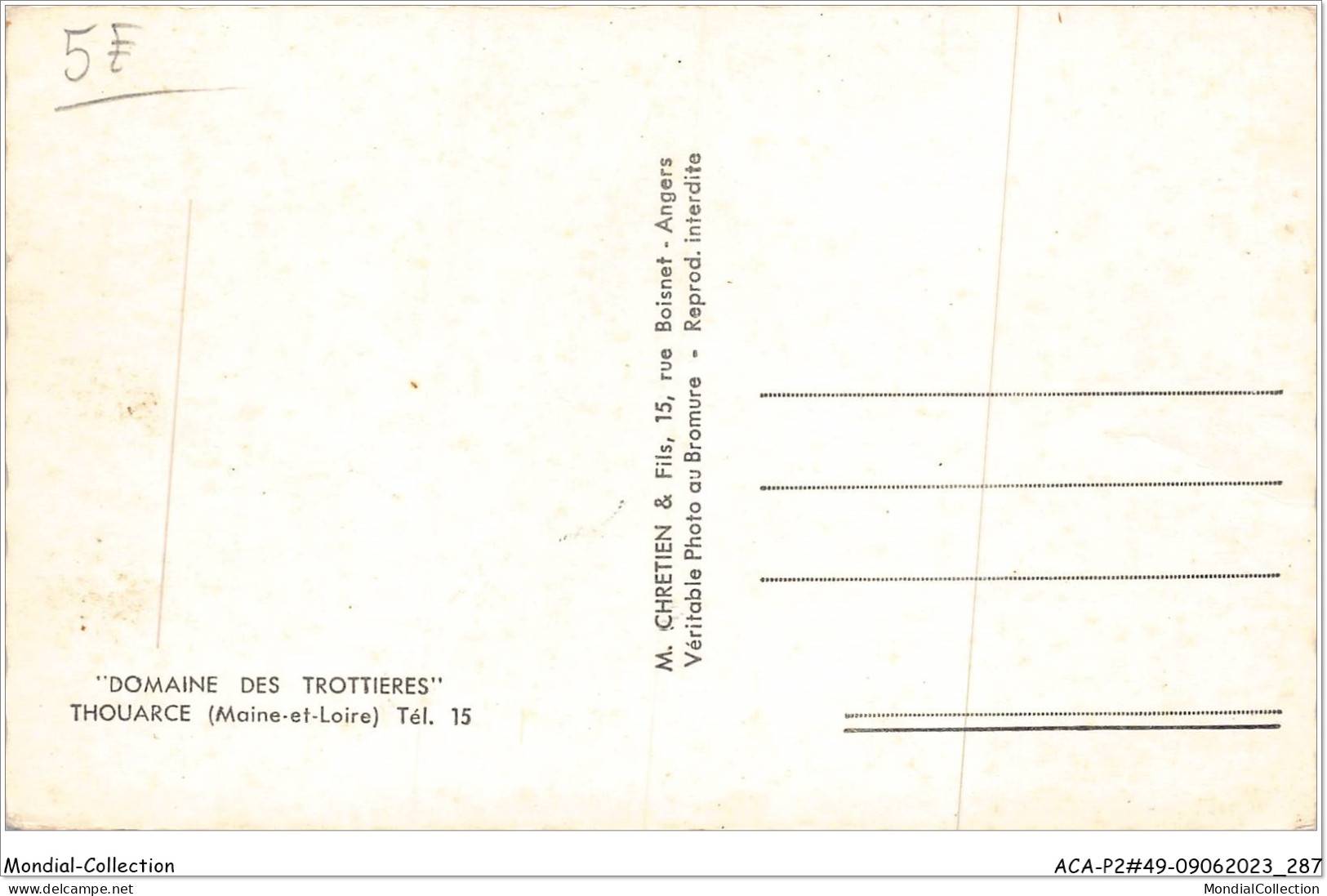 ACAP2-49-0147 - THOUARCE - Domaine Des Trottieres  - Thouarce