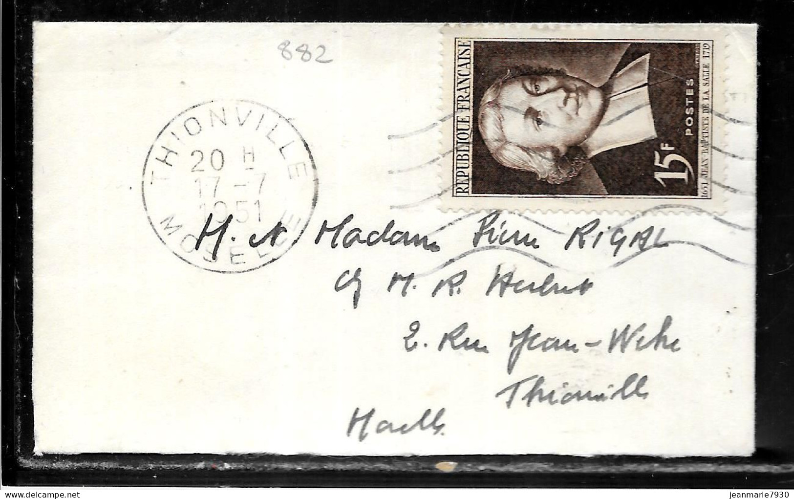 P206 - LETTRE MIGNONETTE DE THIONVILLE DU 17/07/51 - 1921-1960: Moderne