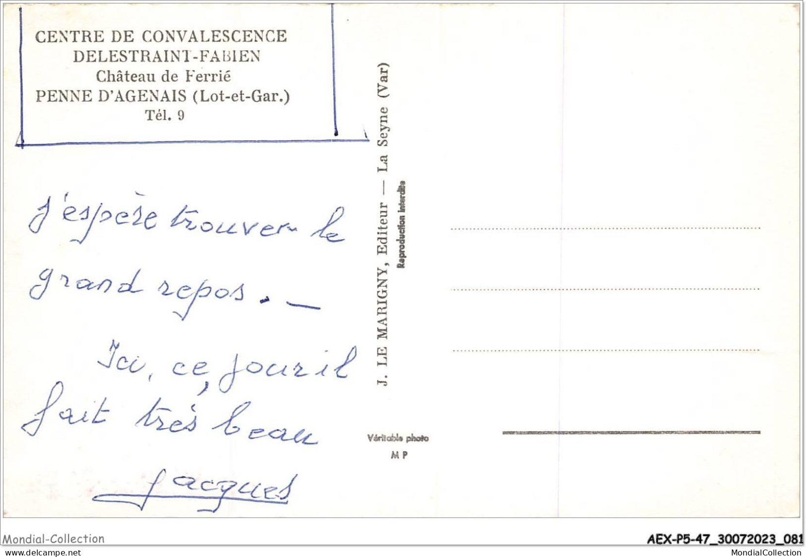 AEXP5-47-0429 - PENNE-D'AGENAIS - Centre De Convalescence Delestraint-fabien - Château De Ferrié  - Villeneuve Sur Lot
